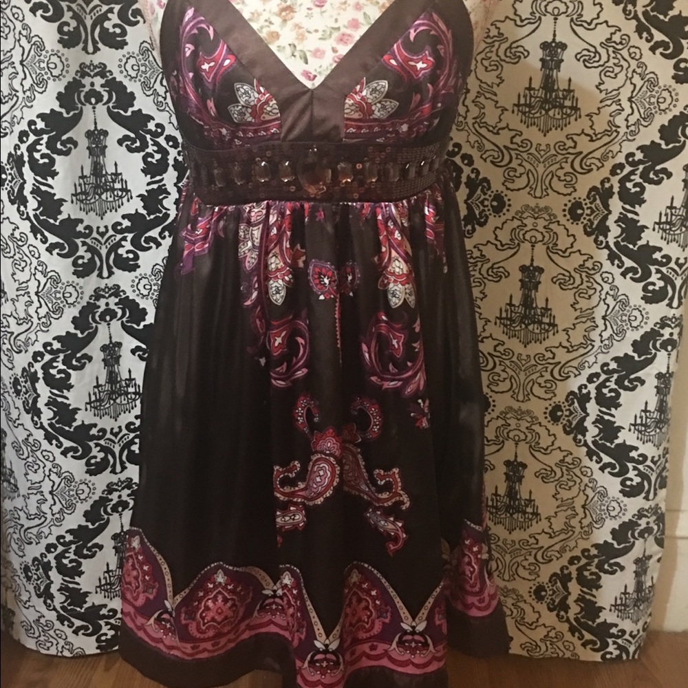 Fancy, Silky Brown Cocktail Dress